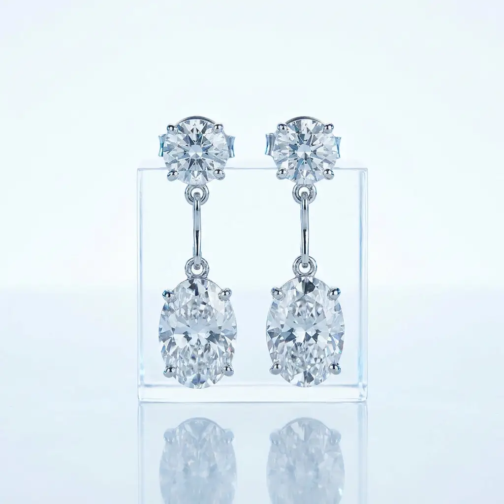 White gold diamond drop earrings