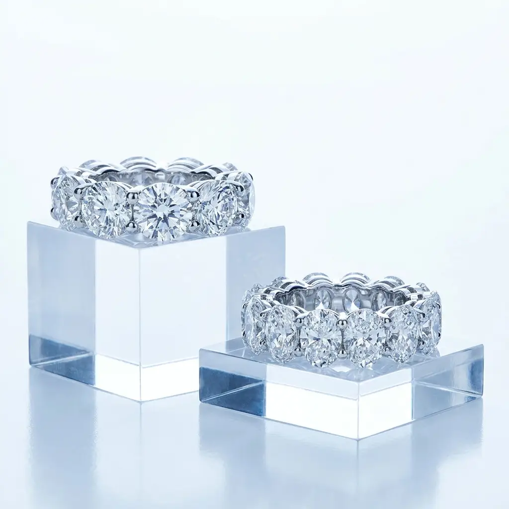 Diamond eternity rings in white gold