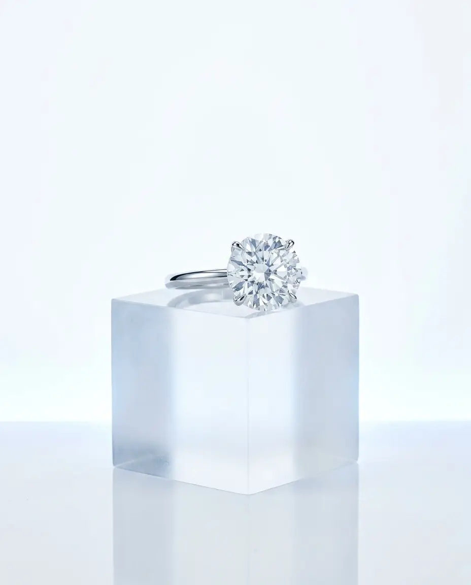 A solitaire lab diamond engagement ring in white gold